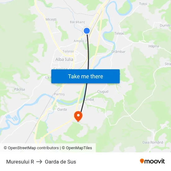 Muresului R to Oarda de Sus map