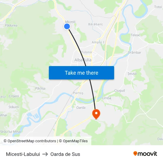 Micesti-Labului to Oarda de Sus map