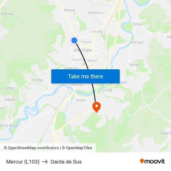 Mercur (L103) to Oarda de Sus map