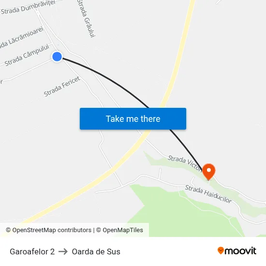 Garoafelor 2 to Oarda de Sus map