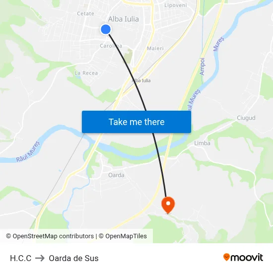 H.C.C to Oarda de Sus map