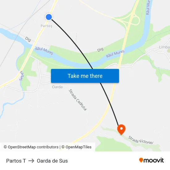 Partos T to Oarda de Sus map