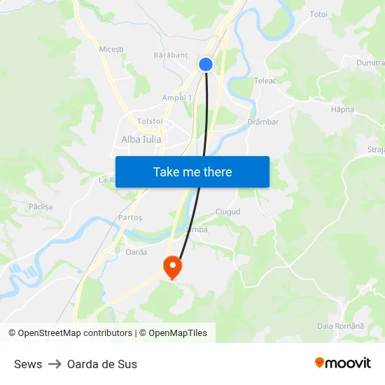 Sews to Oarda de Sus map