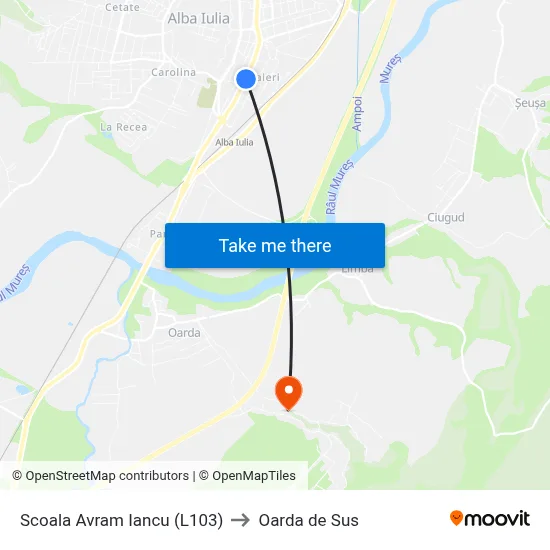 Scoala Avram Iancu (L103) to Oarda de Sus map