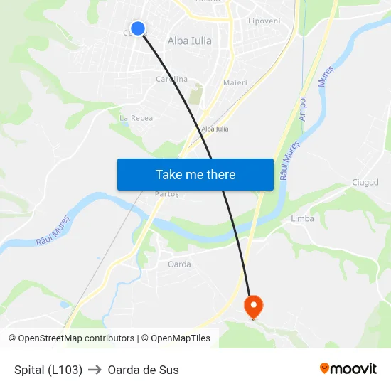 Spital (L103) to Oarda de Sus map