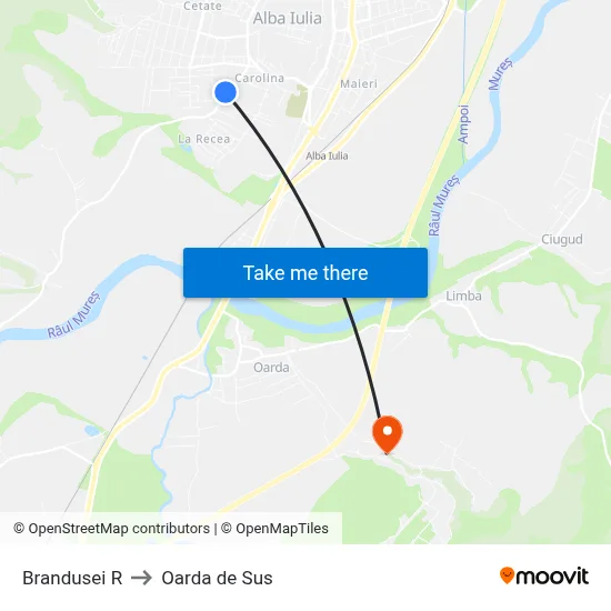 Brandusei R to Oarda de Sus map