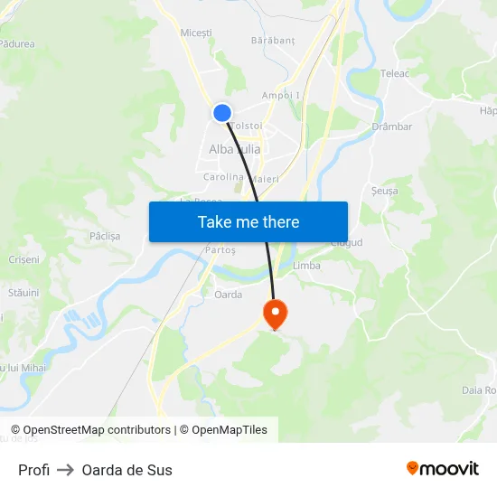 Profi to Oarda de Sus map