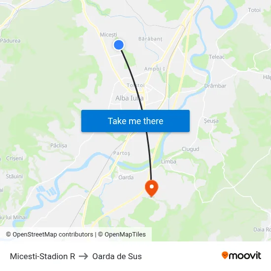 Micesti-Stadion R to Oarda de Sus map