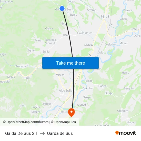 Galda De Sus 2 T to Oarda de Sus map
