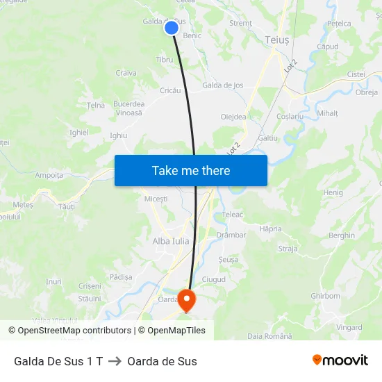 Galda De Sus 1 T to Oarda de Sus map
