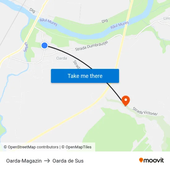Oarda-Magazin to Oarda de Sus map