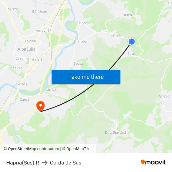 Hapria(Sus) R to Oarda de Sus map