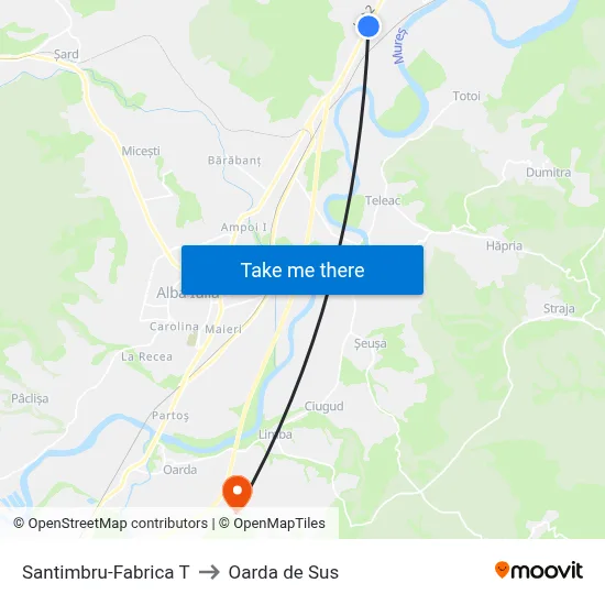 Santimbru-Fabrica T to Oarda de Sus map