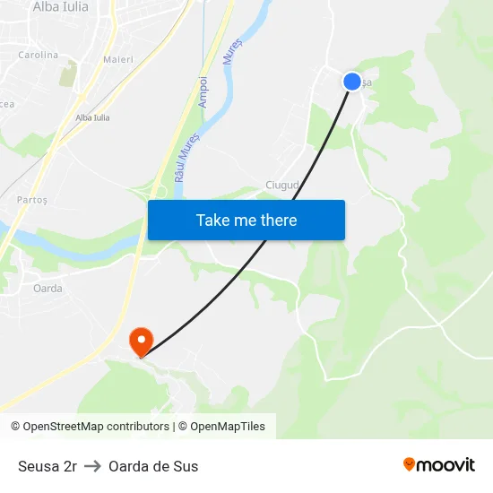 Seusa 2r to Oarda de Sus map