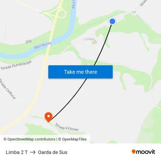 Limba 2 T to Oarda de Sus map