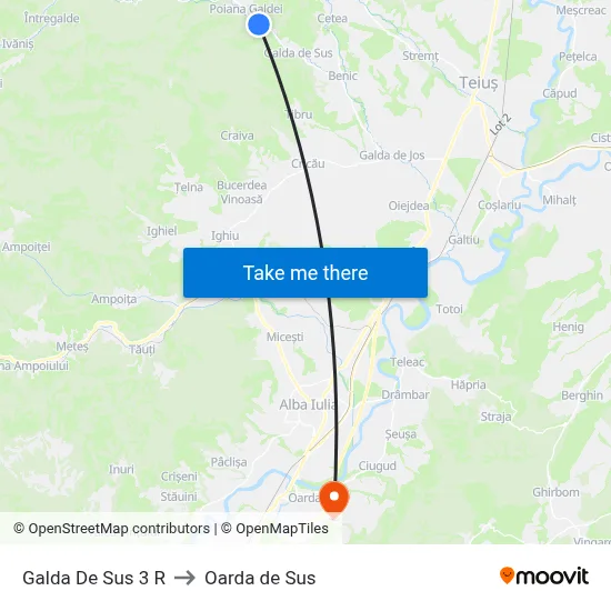 Galda De Sus 3 R to Oarda de Sus map