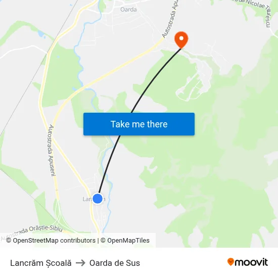 Lancrăm Școală to Oarda de Sus map