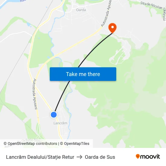 Lancrăm Dealului/Stație Retur to Oarda de Sus map