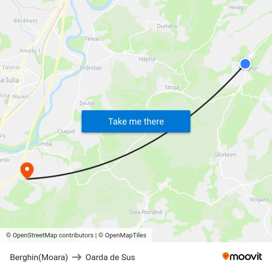 Berghin(Moara) to Oarda de Sus map