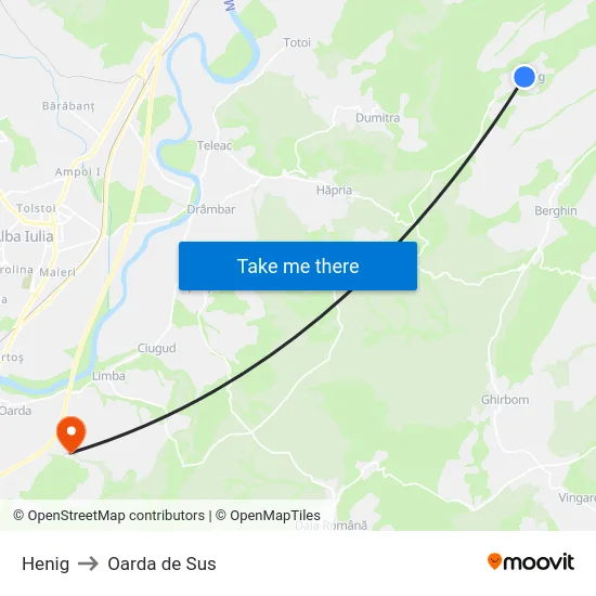 Henig to Oarda de Sus map