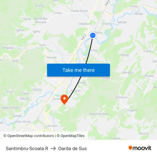 Santimbru-Scoala R to Oarda de Sus map