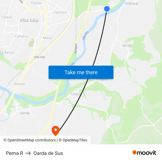 Pema R to Oarda de Sus map