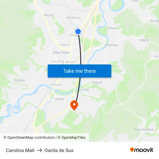 Carolina Mall to Oarda de Sus map