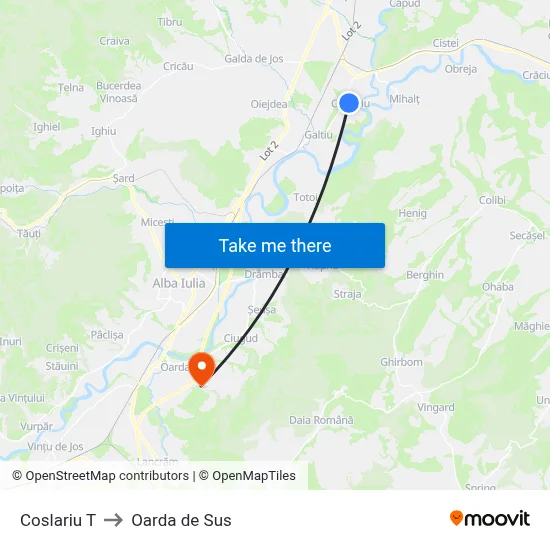 Coslariu T to Oarda de Sus map