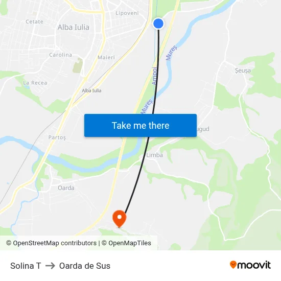 Solina T to Oarda de Sus map