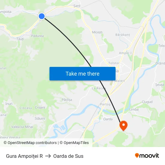 Gura Ampoiței R to Oarda de Sus map