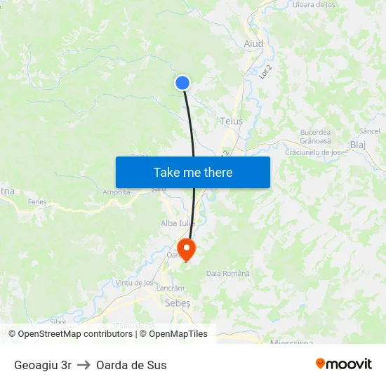 Geoagiu 3r to Oarda de Sus map