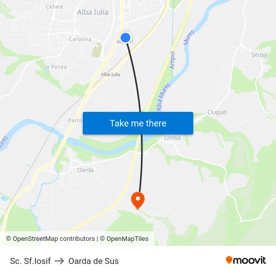 Sc. Sf.Iosif to Oarda de Sus map