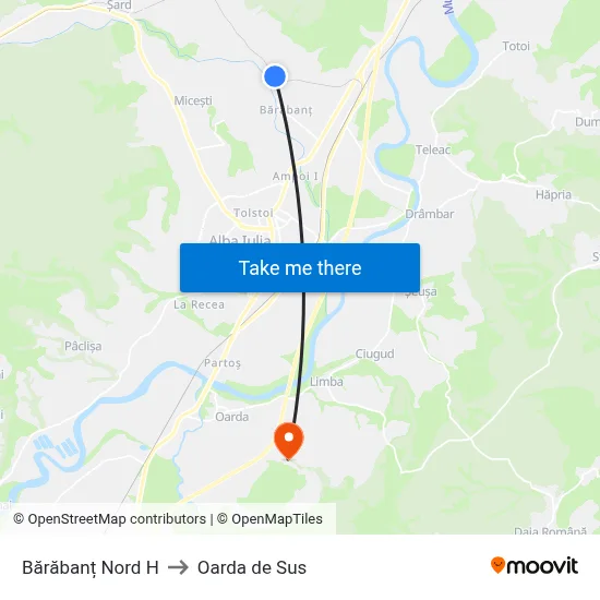 Bărăbanț Nord H to Oarda de Sus map