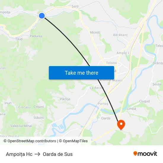 Ampoița Hc to Oarda de Sus map