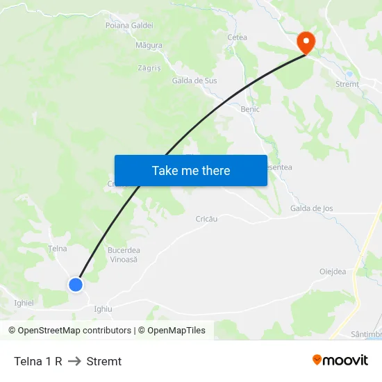 Telna 1 R to Stremt map