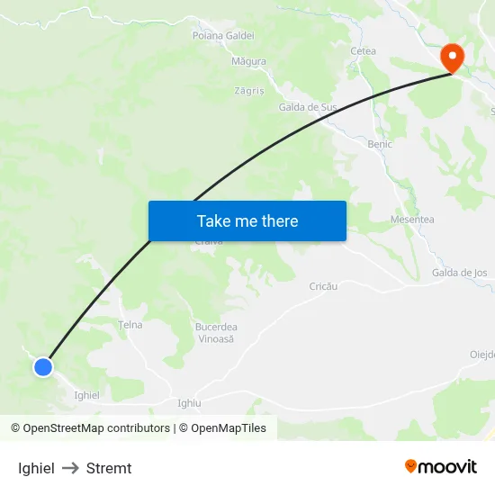 Ighiel to Stremt map