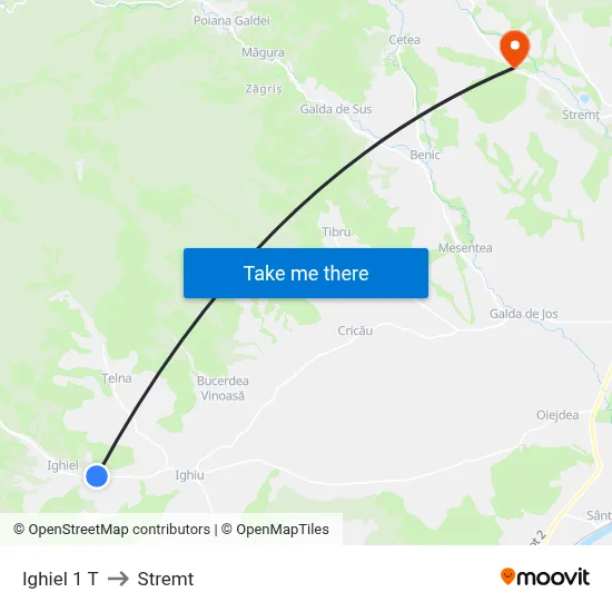 Ighiel 1 T to Stremt map