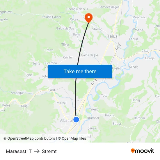 Marasesti T to Stremt map