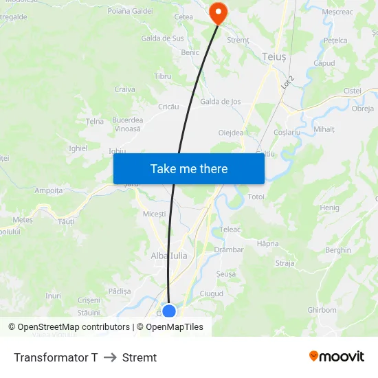 Transformator T to Stremt map
