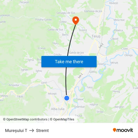 Mureșului T to Stremt map