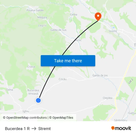 Bucerdea 1 R to Stremt map