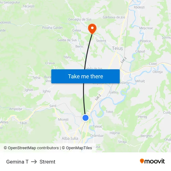 Gemina T to Stremt map