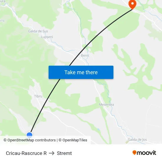 Cricau-Rascruce R to Stremt map