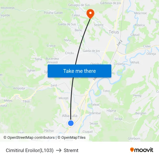 Cimitirul Eroilor(L103) to Stremt map