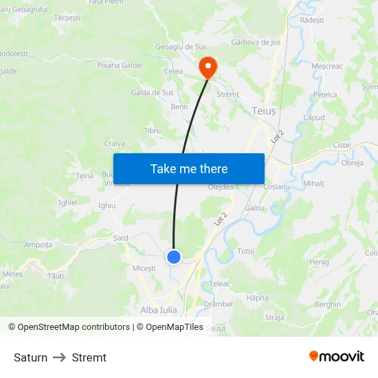 Saturn to Stremt map