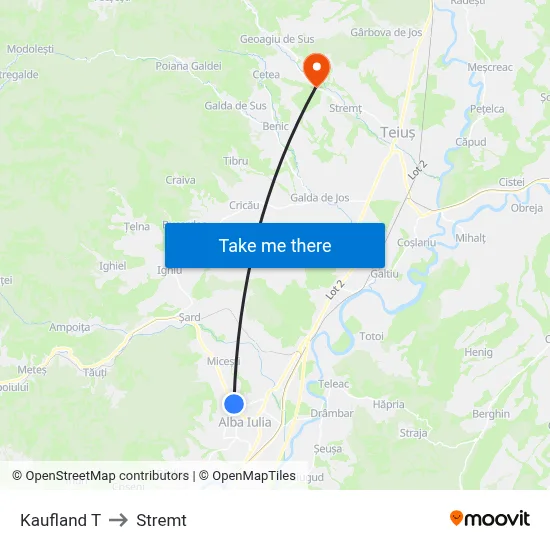 Kaufland T to Stremt map
