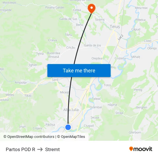 Partos POD R to Stremt map