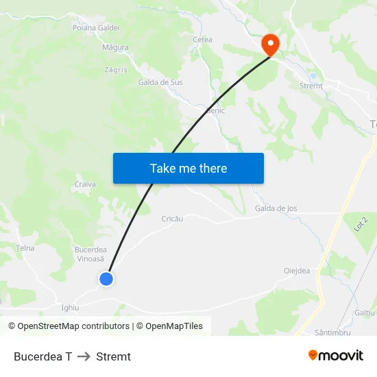 Bucerdea T to Stremt map