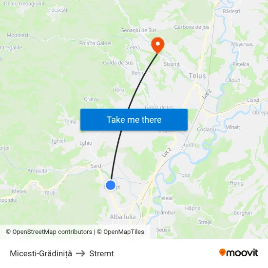 Micesti-Grădiniță to Stremt map