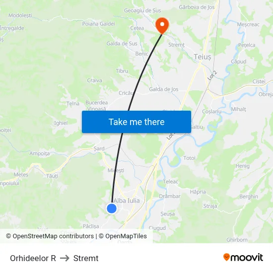 Orhideelor R to Stremt map